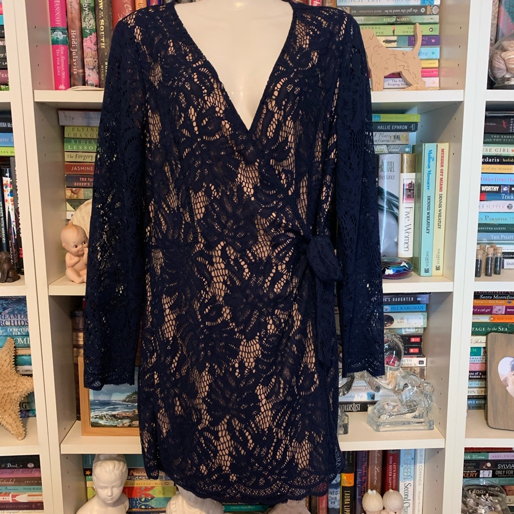 Lilly Pulitzer Navy Blue Lace Romper Dress XL